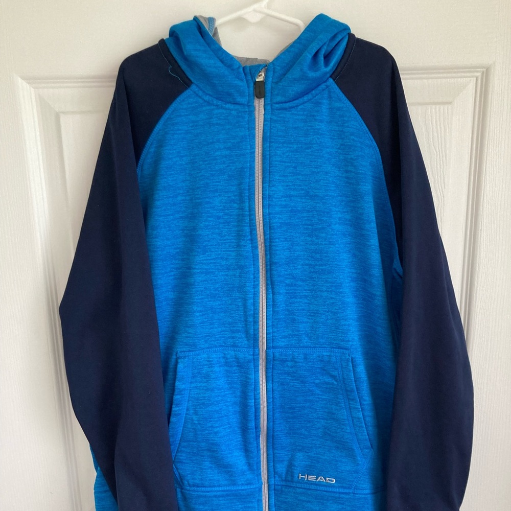 Head brand kid's zip hoodie jacket blue size large 14/16